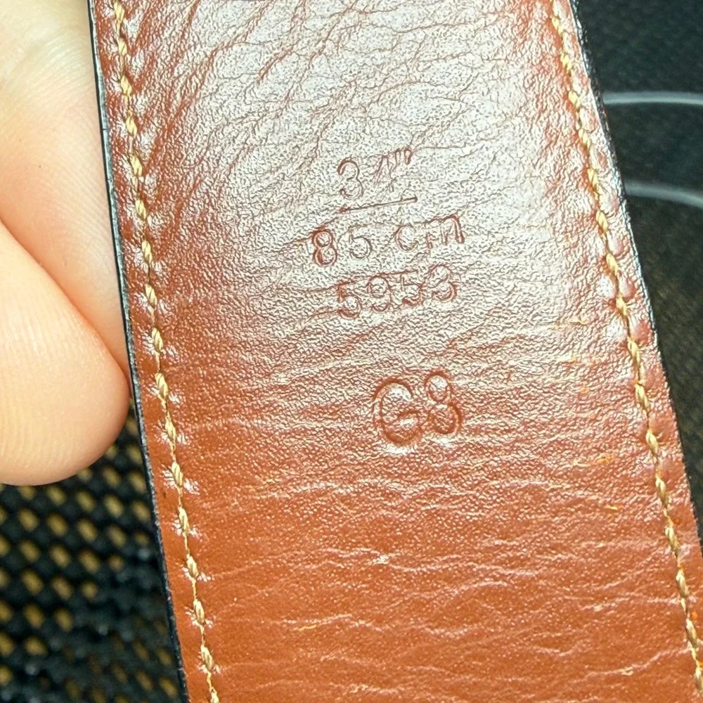 Coach Calfskin Leather Belt Men 34 Black Solid Brass Buckle Stitched Classic